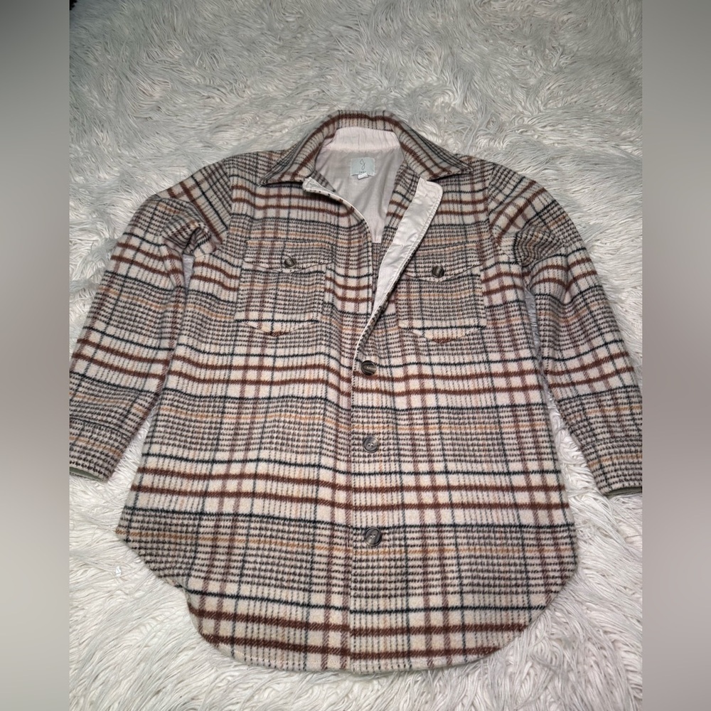Joie Plaid Jacket in Brown and Cream